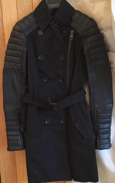 burberry leather sleeve trench coat