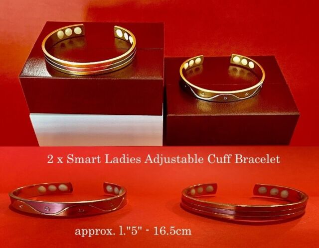 Bio Magnetic Smart Womens Copper Bracelets x 2 - Gold & Silver Plated Bio Magnetic Smart Womens Copper Bracelets x 2 - Gold & Silver Plated