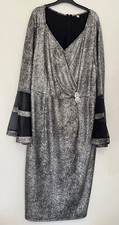Silver Sparkle Flared Sleeved Dress Size XL￼