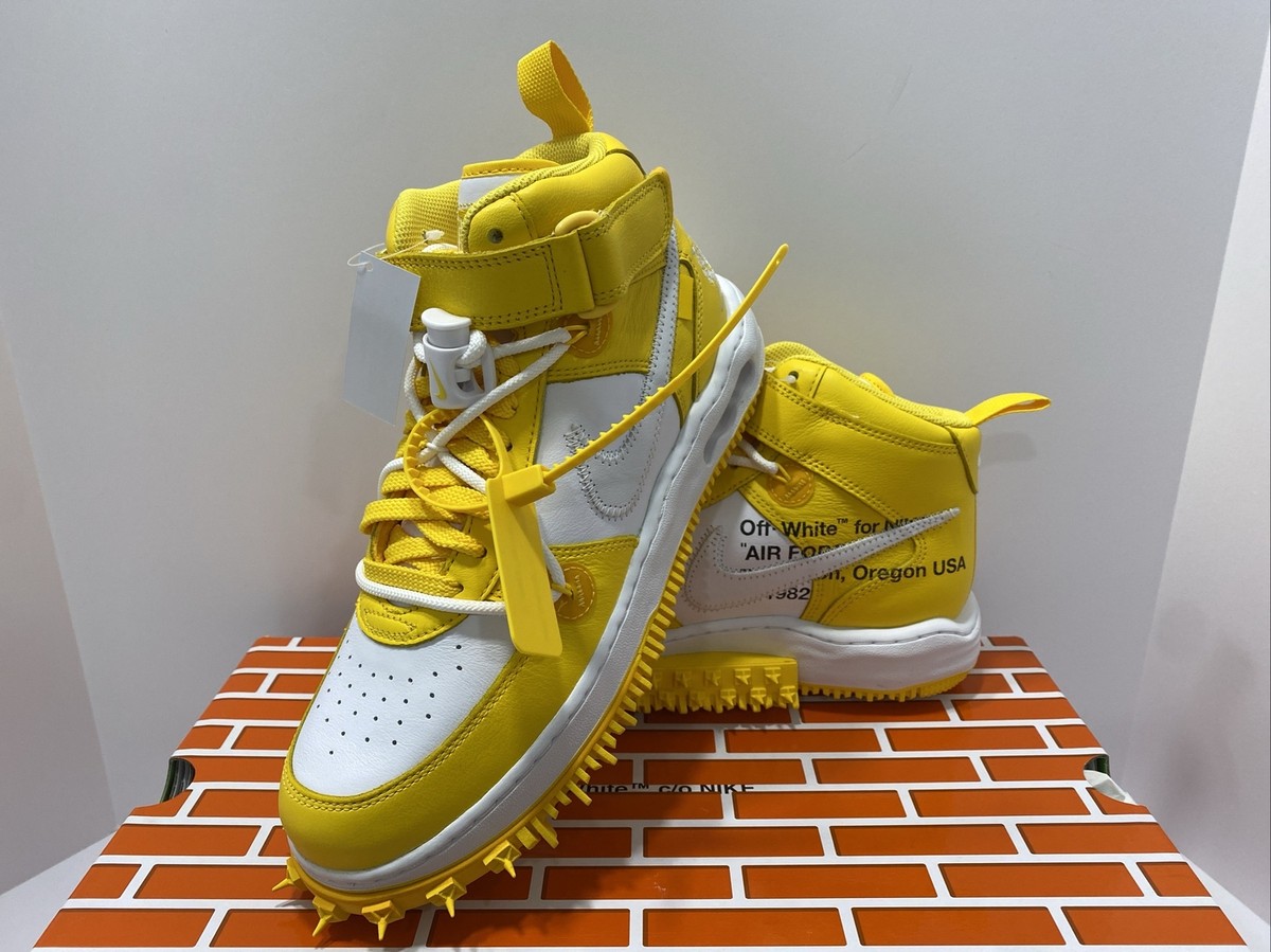 Nike Air Force 1 Mid SP LTHR Off-white Mens White Yellow Nike Air Force 1 Mid SP LTHR Off-white Mens White Yellow