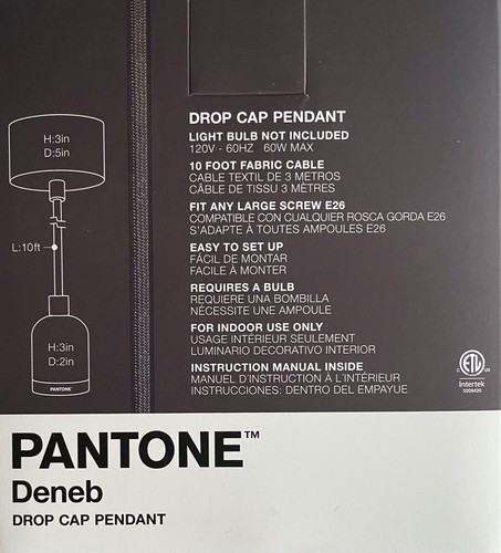 PANTONE Deneb Pendant Drop Cap in Sargasso Sea Mini Pendant Light (Navy Blue) - Picture 3 of 5
