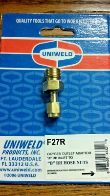 Adapter OUTLET  A-RH INLET to B-RH Hose Nut F27R, Welding Hose Adapter, WELDER