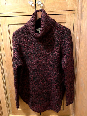 Treasure & Bond Women's Sweater Plum/Black Long Turtleneck Size Small