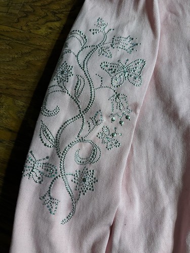 VTG Quacker Factory Butterfly Rhinestone Button Up Denim Jacket Women Large Pink - Picture 8 of 9