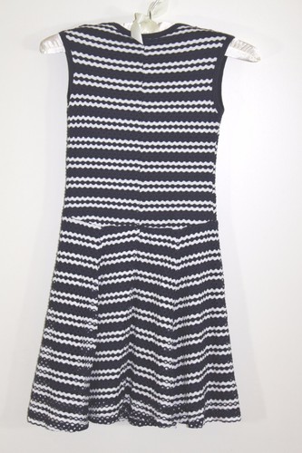 AQUA Black and White Striped 1 piece Girls Summer Sleeveless Dress Small - Foto 4 di 4