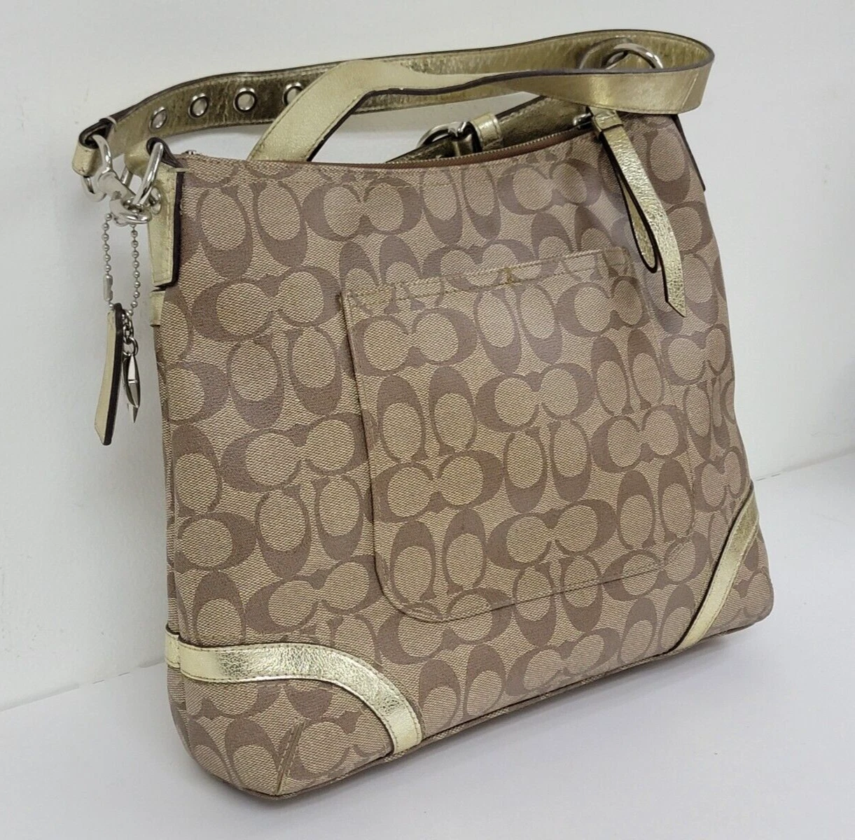 RARA borsa Coach Heritage Star firmata oro marrone A1282 F18833 (eccellente)