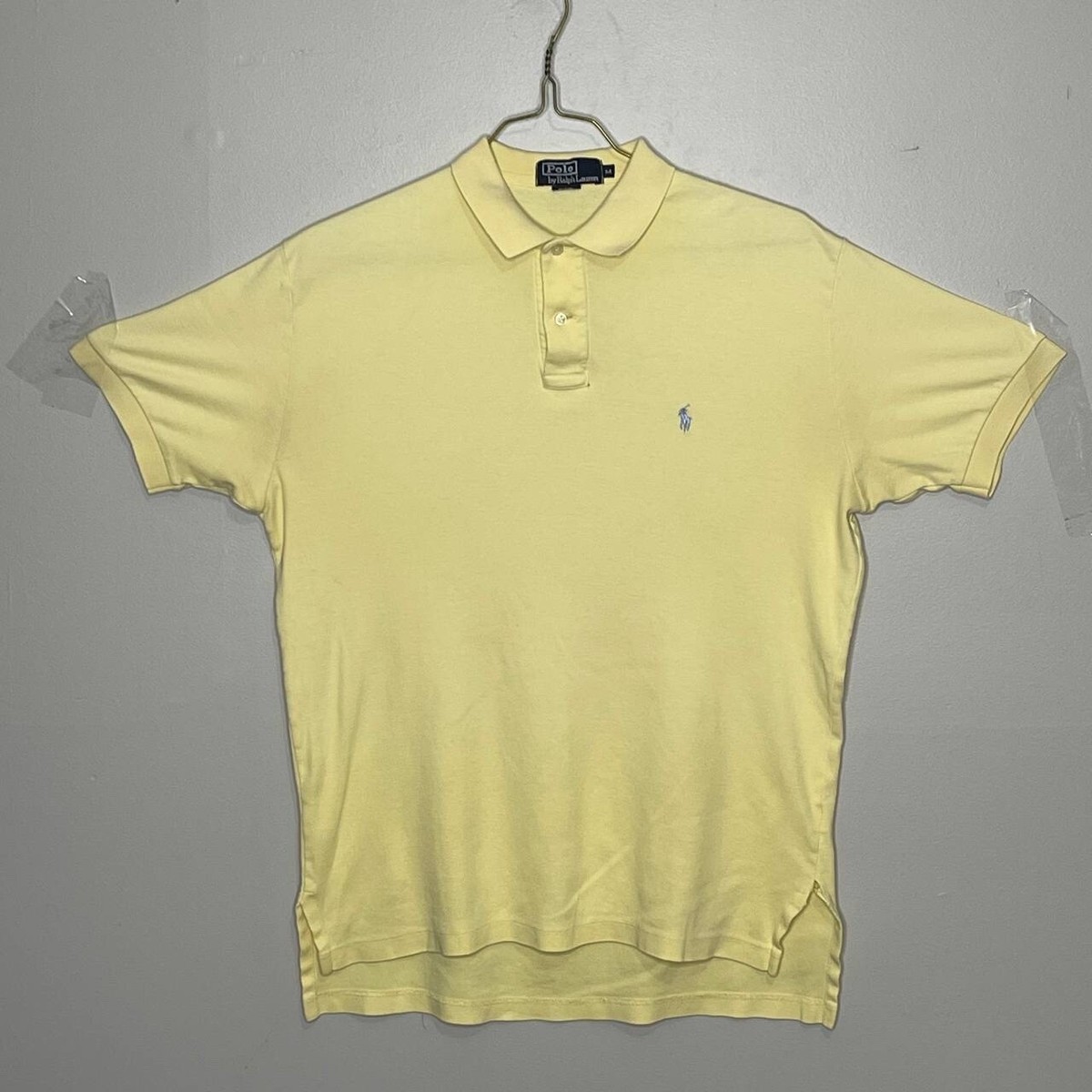 VTG Polo Ralph Lauren Mens Pale Yellow Classic Button Up Down Polo