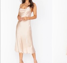 Show me your Mumu champagne satin women's elegant wedding guest dress large