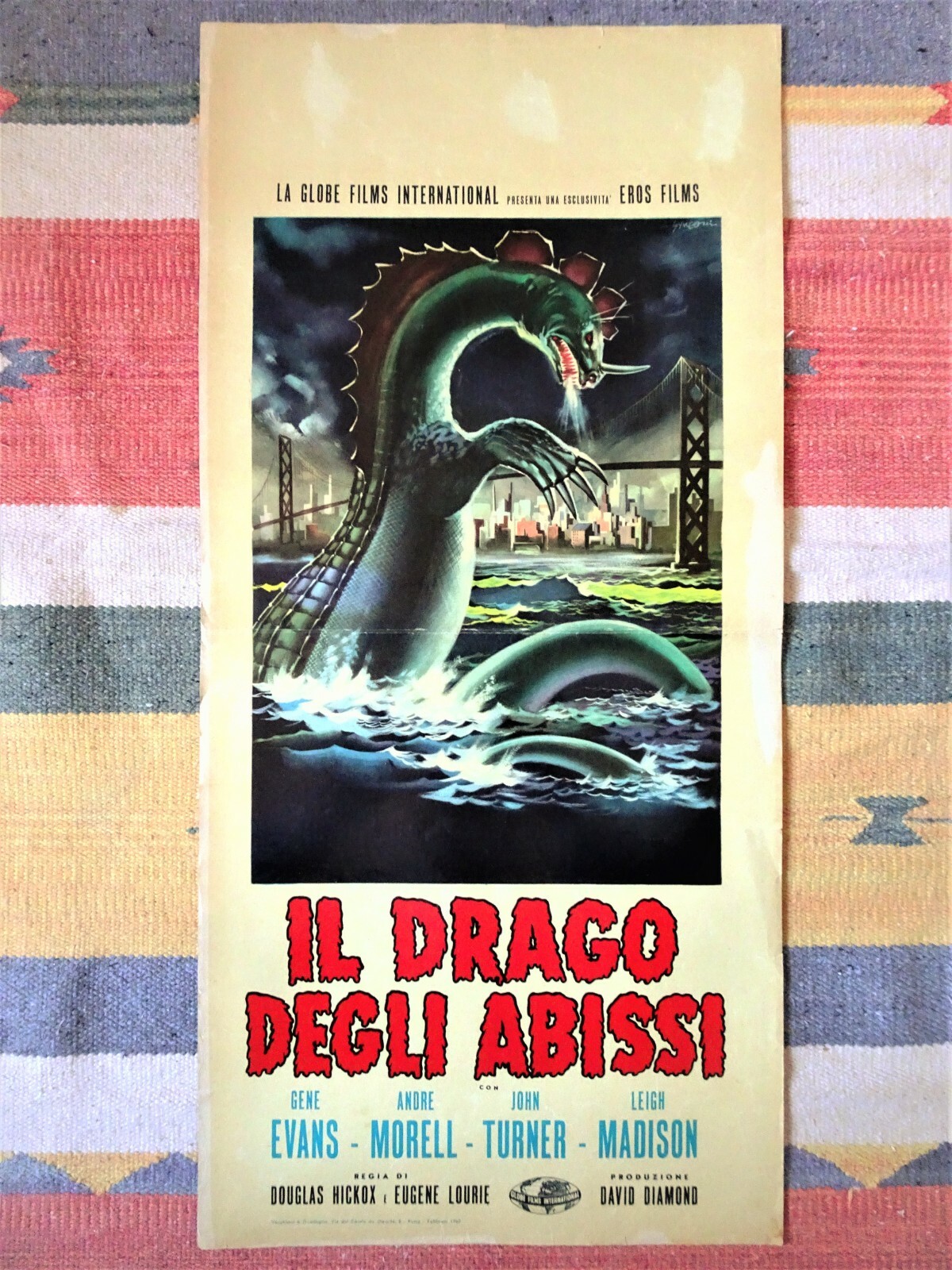 Locandina originale film Il drago degli abissi (1959) - Regia di Douglas Hickox, Eugène Lourié