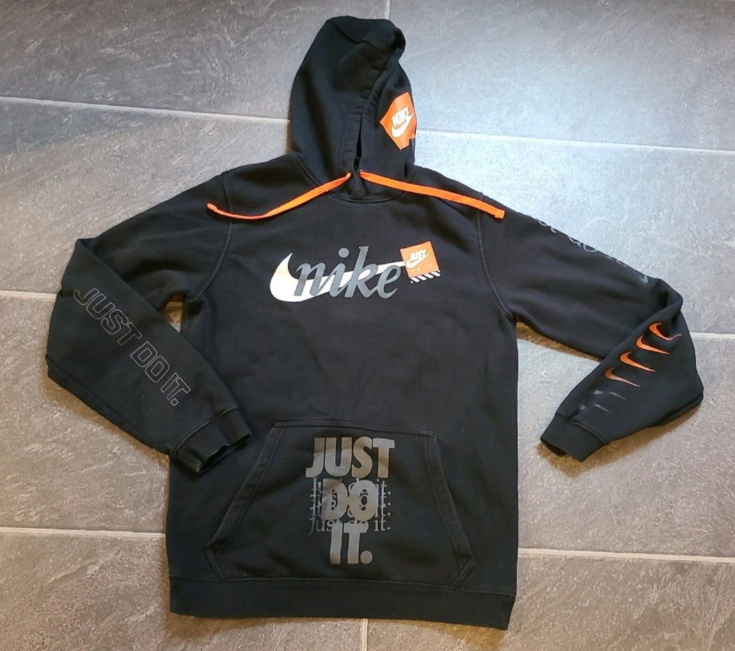 NIKE CLUB JDI JUST DO IT BLACK HOODIE MEN'S SZ S AV5905 OFF WHITE RARE - Main Image