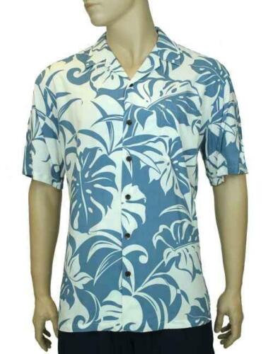 RJC Mens Hawaiian Shirt Ocean Blue White Makena Aloha Buttons Rayon Big & Tall - Afbeelding 1 van 1