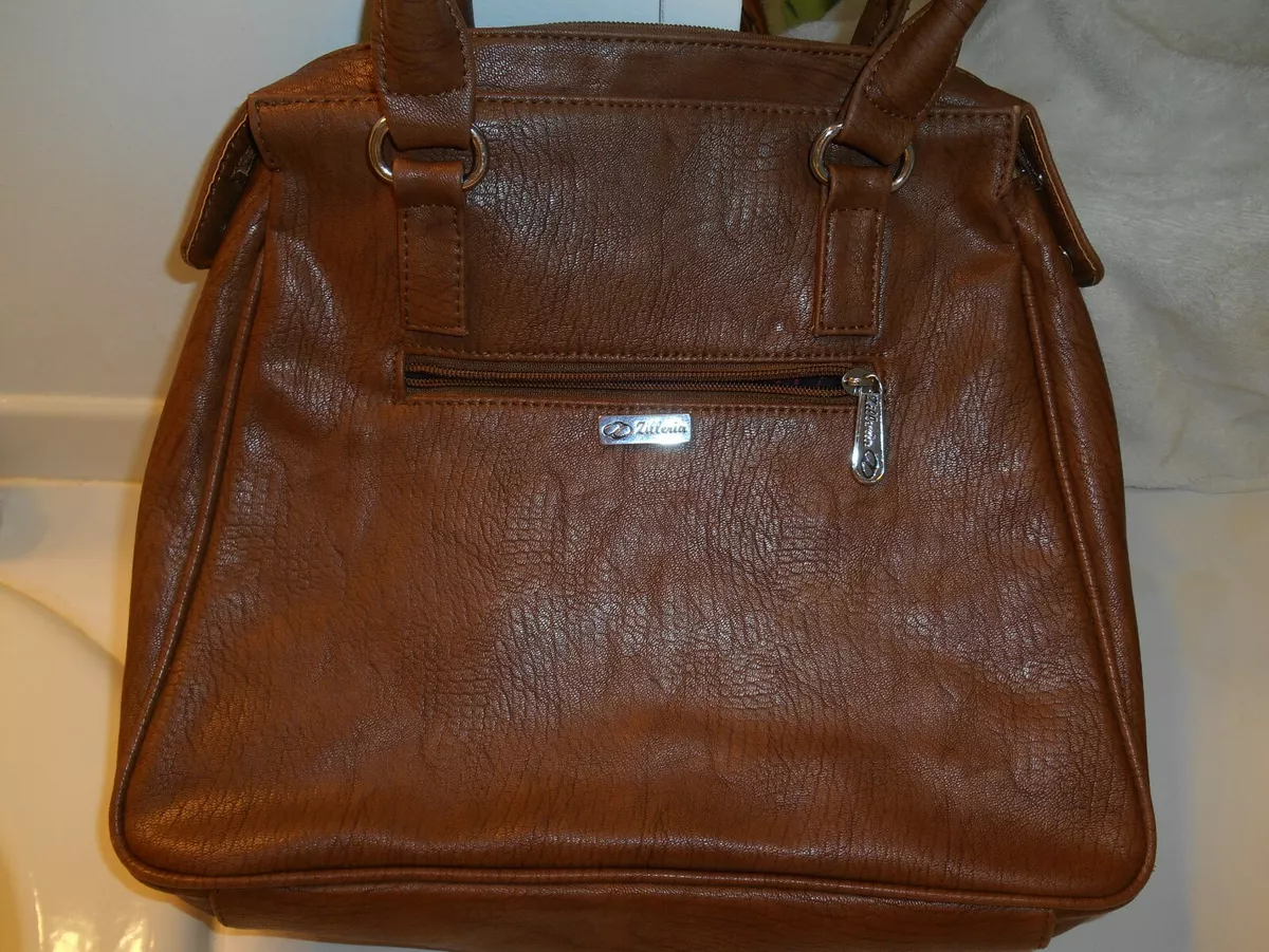 brown purse Zilleria new no tags wrapped straps pocket on front