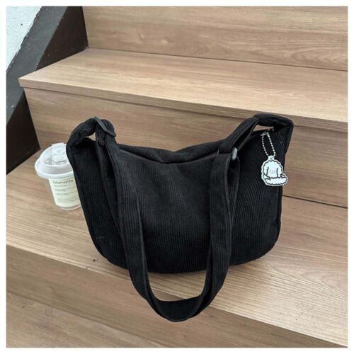 Adjustable Strap Commuting Bag Women Corduroy Crossbody Bag Casual Half Moon Bag - Picture 11 of 18