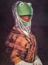 Kermit Muppets fine art poster print upcycled thrift store painting mike morris