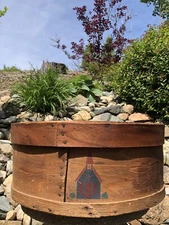 Antique Large Primitive Country Bent Wood Cheese Pantry Box Painted Schoolhouse