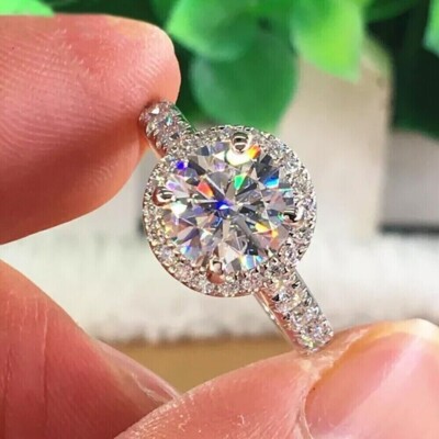 2.30CTW Round Moissanite Certified Wedding Engagement 14k White Gold Plated Ring