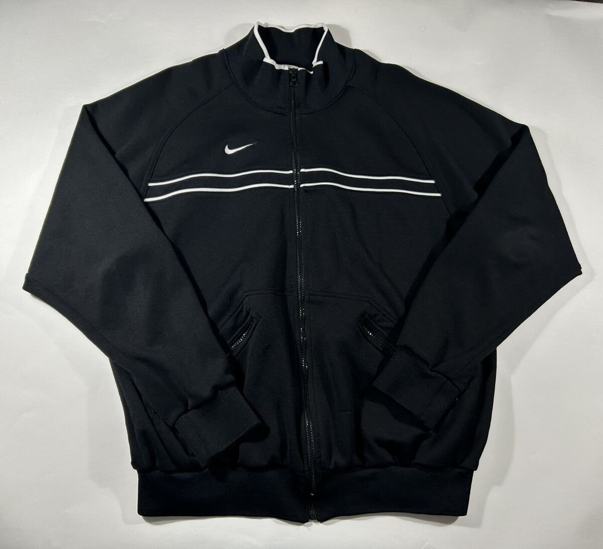Vintage White Tag Team Nike Full Zip Black Track Jacket Vintage White Tag Team Nike Full Zip Black Track Jacket