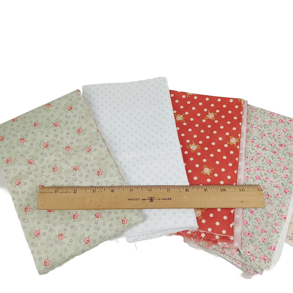 Designer Cotton Print Fabric Quilting 4 Pieces Over 2 Yards Total Moda Lecien - Image 2 of 4