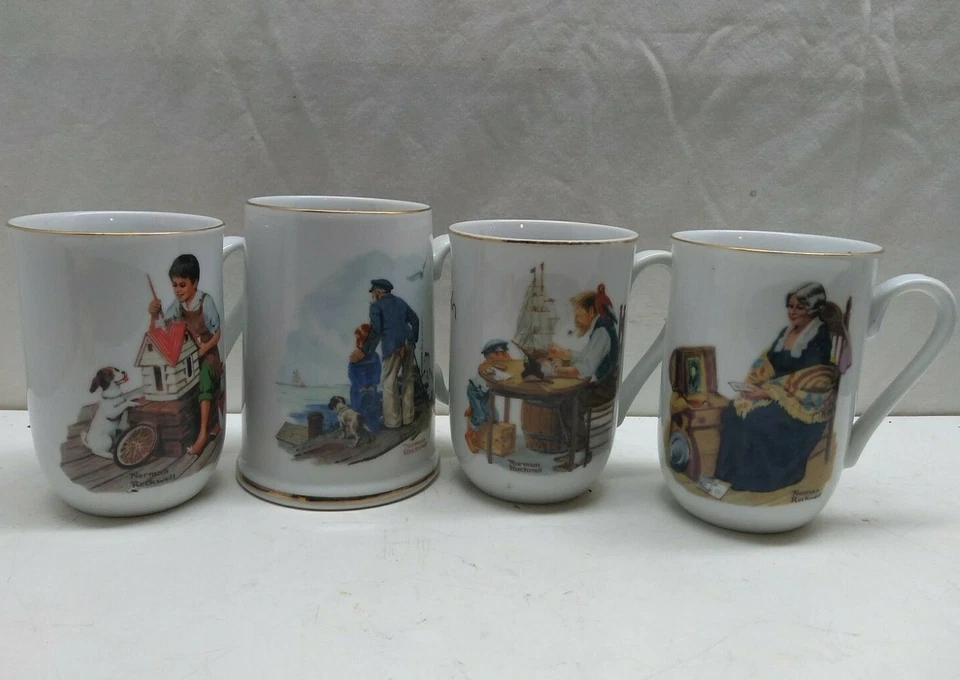 Norman Rockwell 4 Coffee Mug Soup Beer Mug Tea Milk Glass Cup with Caption White - Image 3 of 4