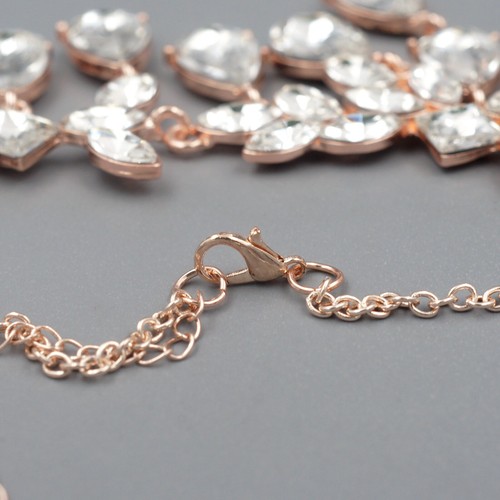 Gorgeous ROSE Gold Plated Clear Crystal Necklace Earrings Wedding Jewelry Set 86 - Picture 4 of 8
