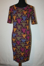 Lularoe Womens Colorful Triangles Geometric Print Knit Julia Dress Size Small