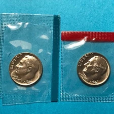 1980 P&D Roosevelt Dime  in US Mint Cello Unc   FREE SHIP