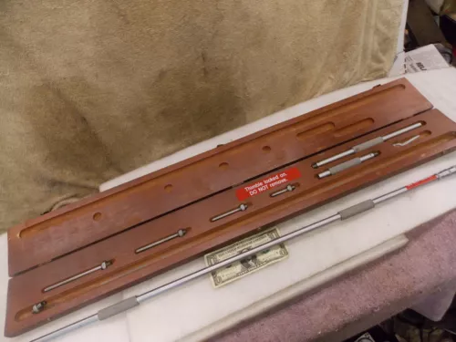 Scherr Tumico Complete Tubular Inside Micrometer set 36" to 56" Wooden Case wood