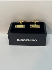 Indochino Gold-Tone Cylinder Bar Cufflinks Bullet Back w/ Box – New
