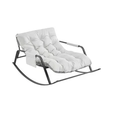 Rocking Chair with Extra-Wide Technical leather Upholstered Gliding Chair Boucle