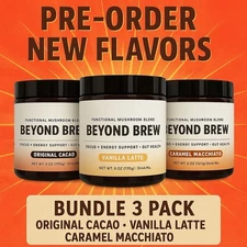 3-PACK Beyond Brew Mushroom Coffee 7-in-1 Cacao Energy/focus/Gut/Mental!