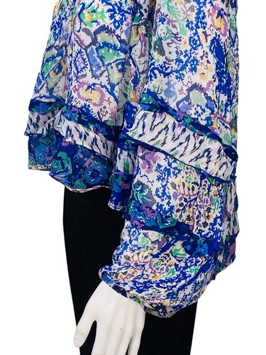 Isabel Marant Women's Haut Vozina Blue Paisley Printed Blouse Tunic Top L 38 - Picture 13 of 20