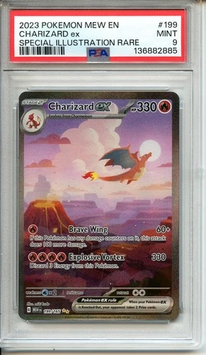 2023 TCG POKEMON MEW EN CHARIZARD EX SPECIAL ILLUSTRATION RARE #199 PSA 9 MINT