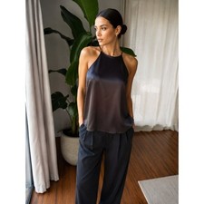 🖤 HALSTON HERITAGE Satin Halter Neck Top – Size XS