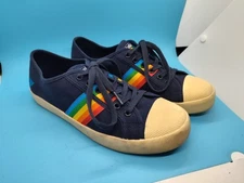 Gola Womens Coaster Rainbow Black Canvas Sneakers Size 9 Low Top Lace Up Shoes