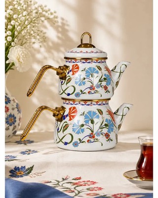 Home Defne Mini Model Enamel Teapot handmade