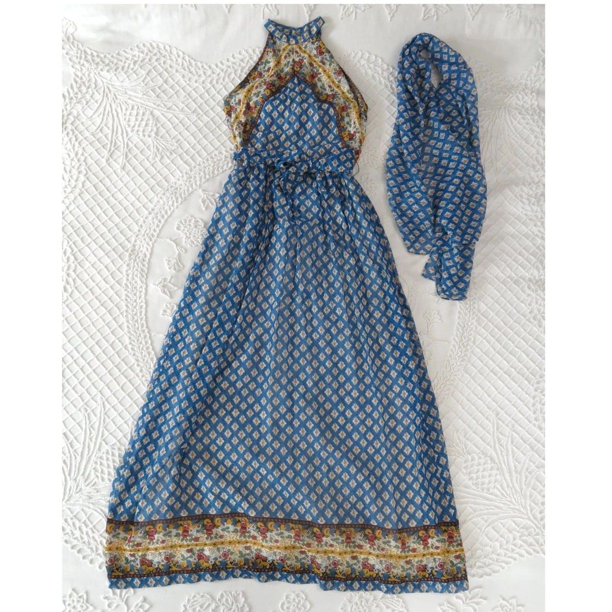princess polly baby blue dress 90s Dress & Scarf Set (M)  Holy Thrift