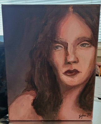 An Original Acrylic Portrait of Woman with Warm Tones