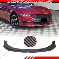 For 2024-25 Ford Mustang Ecoboost/GT Carbon Fiber Style Front Bumper Lip Spoiler