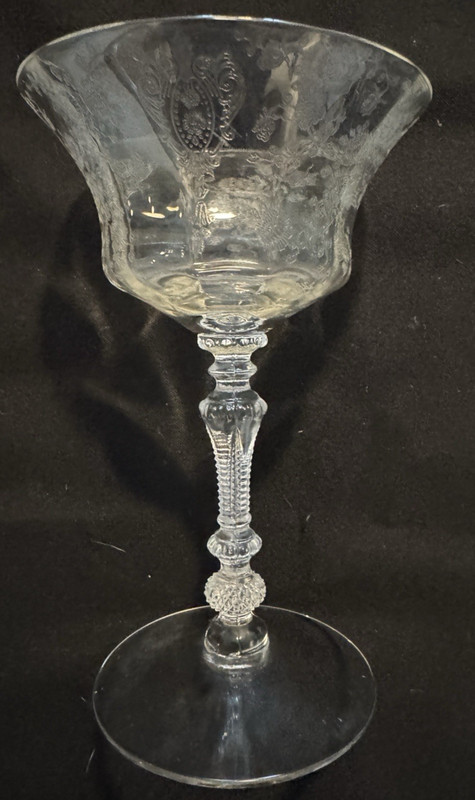 1 Cambridge Crystal Rose Point Liquor Cocktail Stemmed (#3500) Glass 6 1/2" Tall