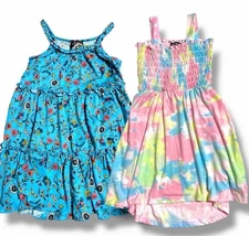NEW Kids Girl XS 4/5 Maxi Dress Set Of 2 Tie Dye Unicorn & Flowers FREE SHIPPING