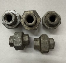 Pack of 5 Galvanized Pipe Unions 1/4" Heavy Duty Plumbing Fittings New Old Stock