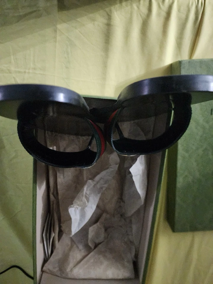 Sandalia Tanga Gucci Hombre Web Cuero, Negra/Roja/Verde, Talla UK 11/US 12 Foto 2 de 4