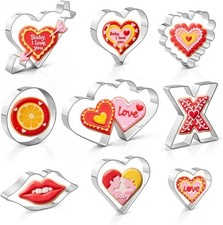Valentine  s Day Cookie Cutters Heart Cookie Cutter Set 9 Pieces Stainless Steel