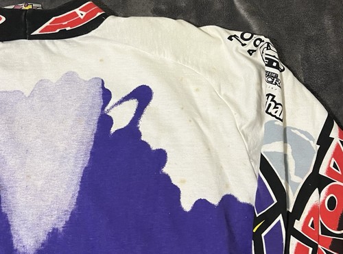 Vintage 1993 Axo Power Sports Motocross MX Jersey Shirt Size Large Grafitti Neon - Picture 12 of 15