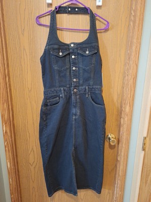 Universal Thread Halter Denim Midi Dress - Black Wash - Size 6 NEW