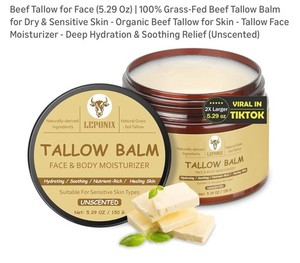 Beef Tallow for Face (5.29 Oz) | 100% Grass-Fed Balm for Dry Ex 5/27