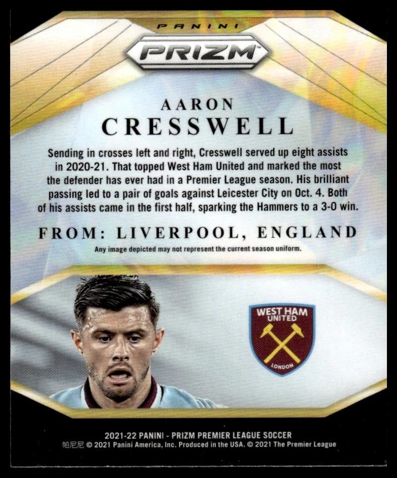 2021-22 Panini Prizm Premier League Aaron Cresswell #15 Brilliance - Image 2 of 2