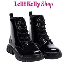 Image of Lelli Kelly Girls Side Zip Boots Black Patent Chunky Sole - Malika LKHH5300