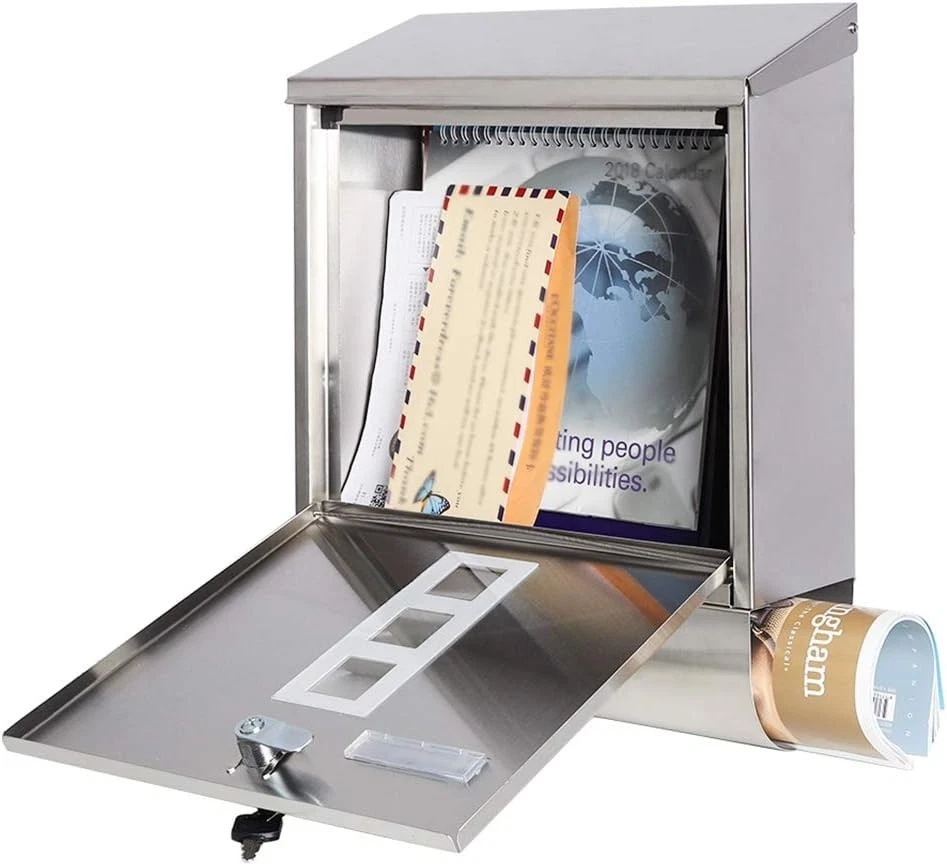 Stylish Stainless Steel Mailbox with Newspaper Compartment - Image 4 of 4