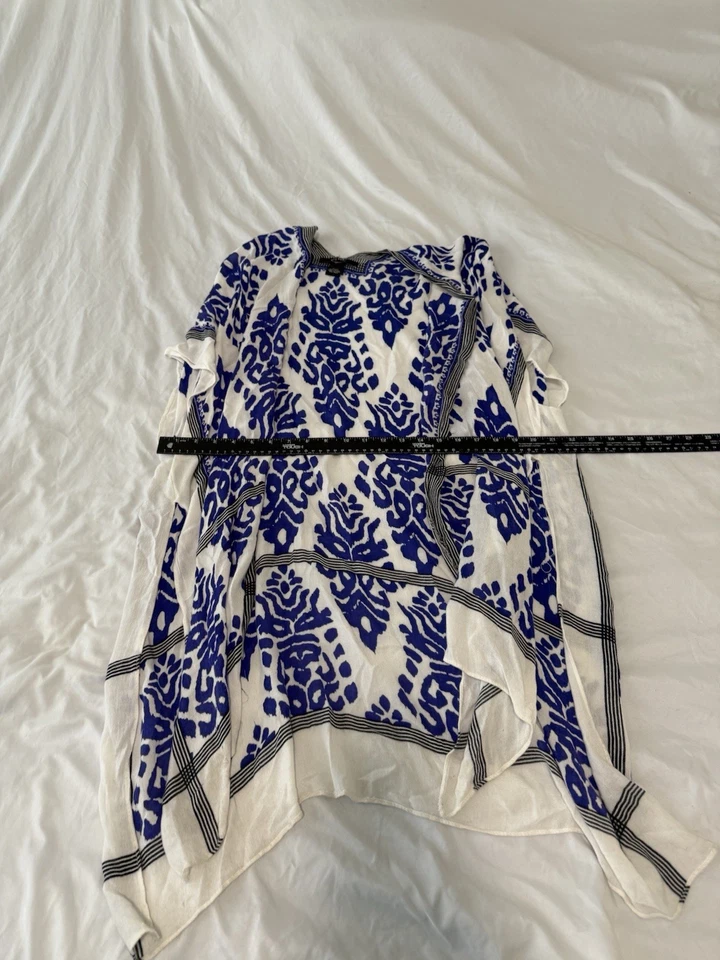 Mantón Cejon Kimo blanco azul talla única para la mayoría de las mujeres 161 Foto 4 de 4